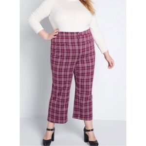 ModCloth Purple Plaid Cropped Stretchy Pull On Pants 3X